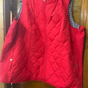 Kim Rogers NWT Red quilted Black Houndstooth Vest size 4X